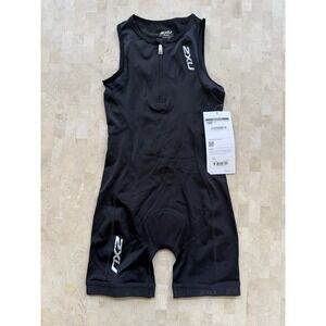 2XU Active Youth Medium Trisuit Black Triathlon Running swim Bodysuit CT3106d